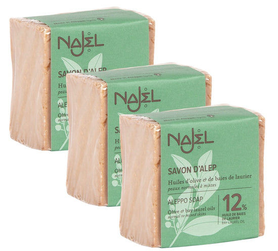 3-PACK - Alepposåpe 12% laurbærolje