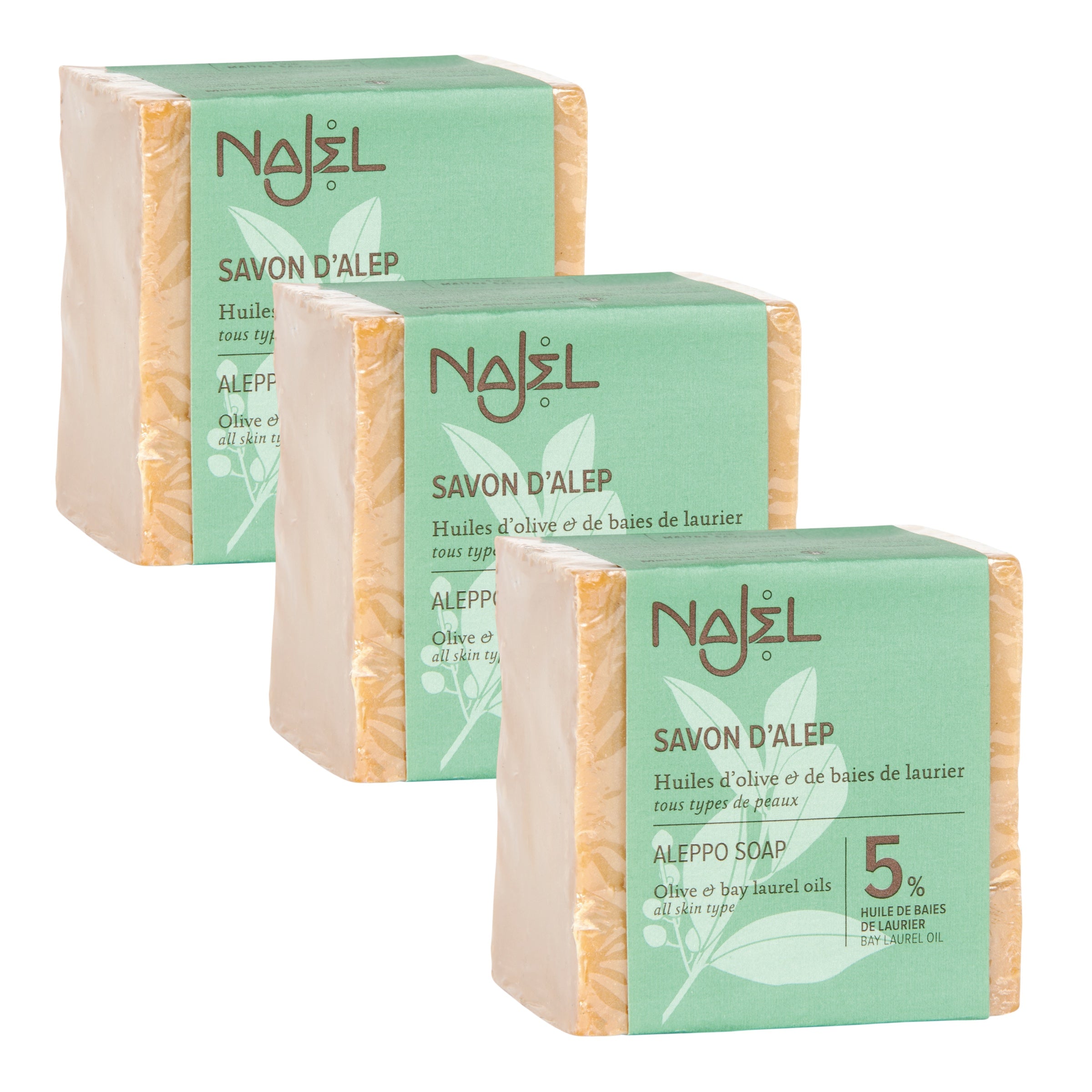 3-PACK - Alepposåpe 5% laurbærolje